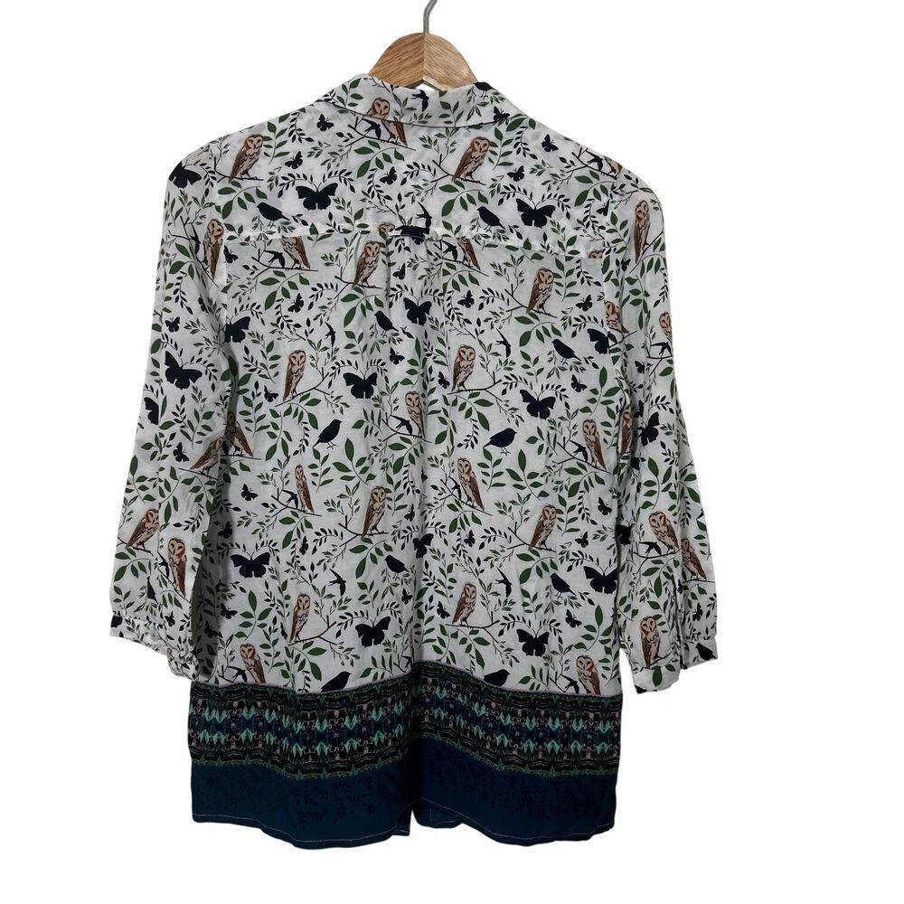 Maeve Anthropologie Blouse Owl Print Long Sleeve S Boho Cottagecore Button - Picture 6 of 10